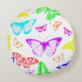 虹の色の蝶飛んでいる ラウンドクッション (裏面)