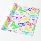 虹の色の蝶飛んでいる ラッピングペーパー (アンロールド)