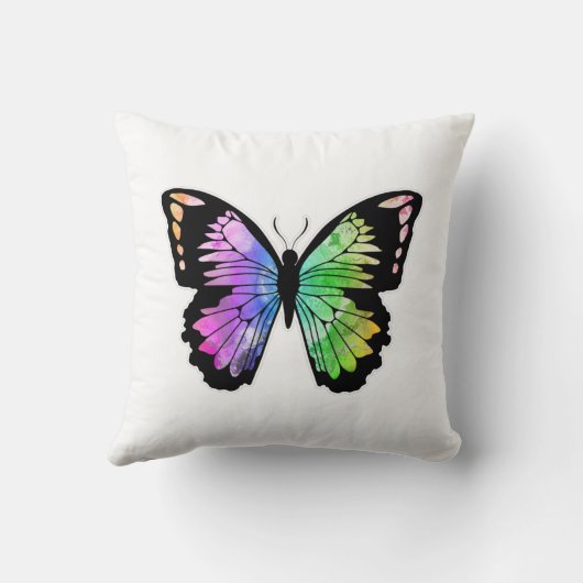 虹の色の蝶 クッション (裏面)