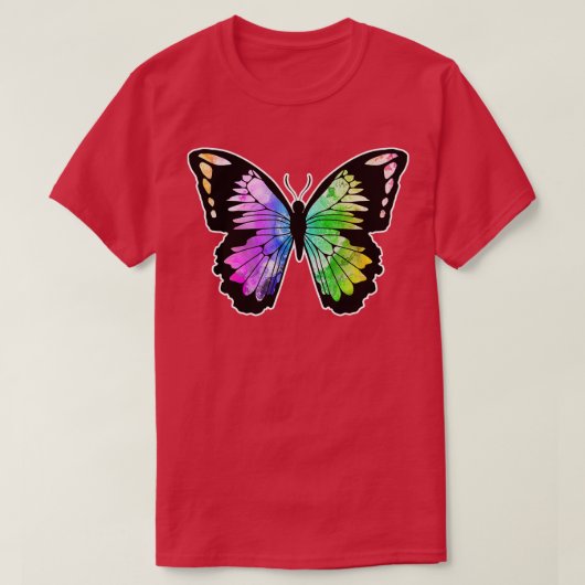 虹の色の蝶 Tシャツ (デザイン正面)