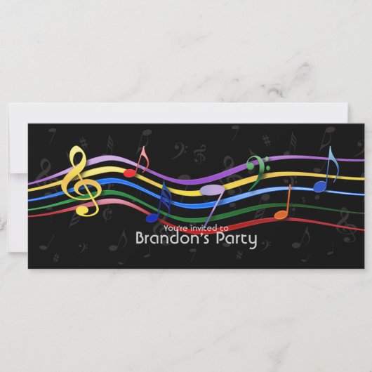 虹の色の音符 招待状 (正面)