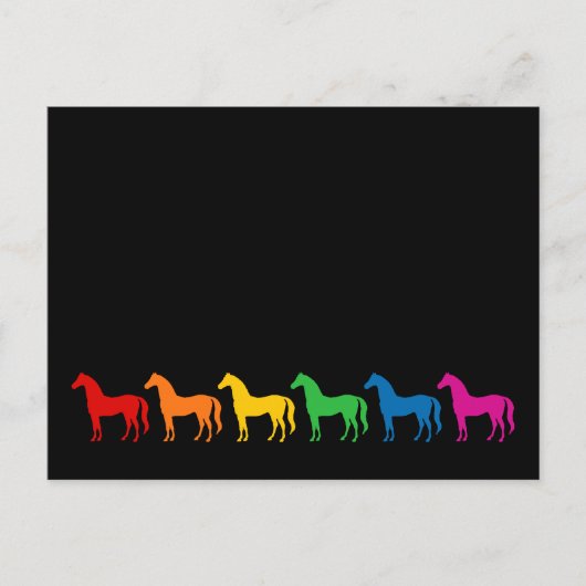 虹の色の馬の列 ポストカード (正面)