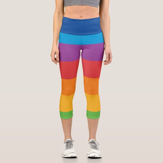 虹の色の高くウェストされたキャプリスの脚 カプリレギンス (正面)