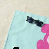 虹の色をしたテディベアパーソナライズされた ビーチタオル (インサイチュ)