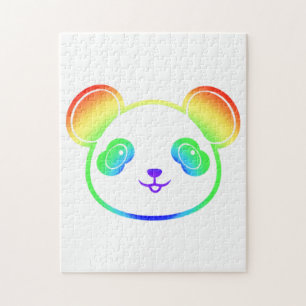 虹の色を描いたかわいいパンダ ジグソーパズル