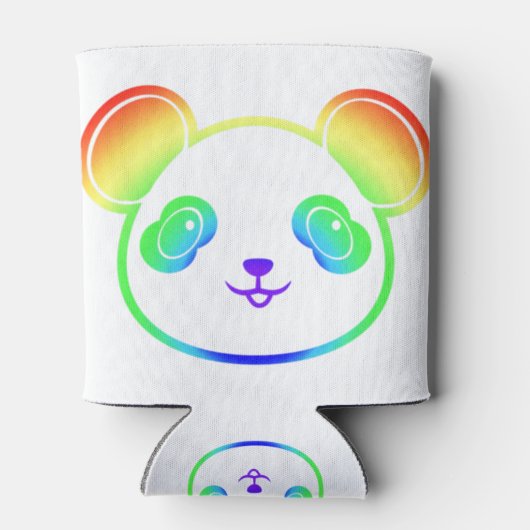 虹の色を描いたかわいいパンダ 缶クーラー (裏面)