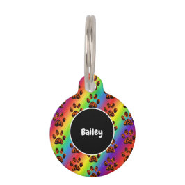 虹の色を描いた泥だらけの足 ペット　ネームタグ