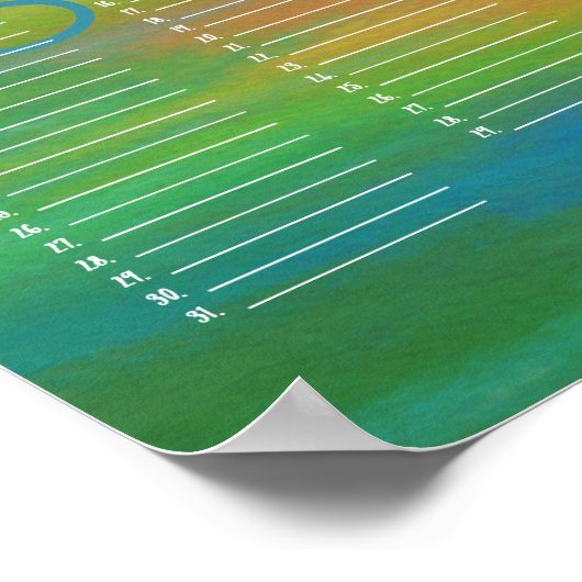 虹の色カスタム永年カレンダー ポスター (角)