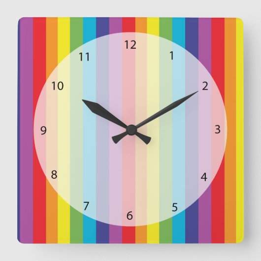 虹の色 スクエア壁時計 (正面)