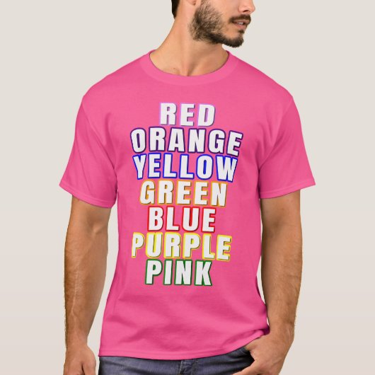 虹の色 面白いROYGBIV錯視スペクト Tシャツ (正面)