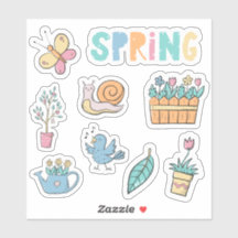 虹の花と庭の春のステッカー9種セット