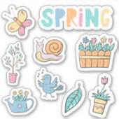 虹の花と庭の9個セット シール (正面)