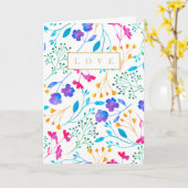 虹の花のパターン水の色のグリーティングカード カード (黄色い花)