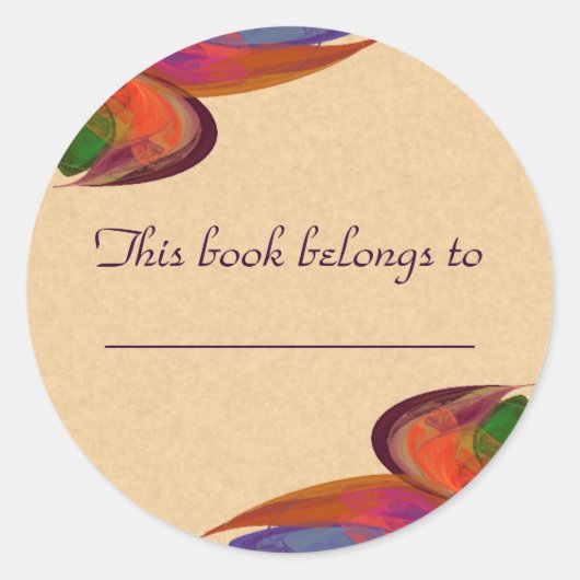 虹の花のフラクタル ラウンドシール (正面)