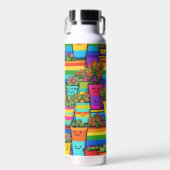 虹の花のポット微笑 ウォーターボトル (正面)