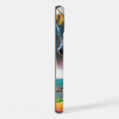 虹の花のユニコーン緑の木滝の湖 iPhoneケース (右側面)