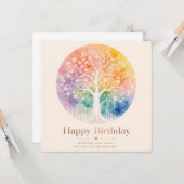 虹の花の木 誕生日おめでとう カード (正面/裏面インサイチュ)