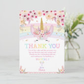 虹の花のBohoのユニコーンの誕生日は感謝していしています 招待状 (スタンド正面)