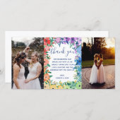 虹の花結婚の写真ありがとう サンキューカード (正面/裏面)