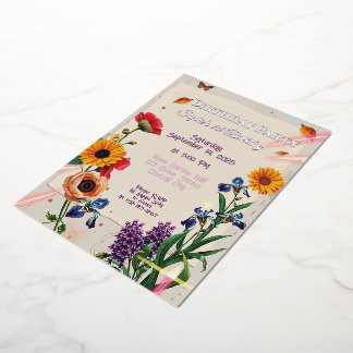 虹の花 - モダンなコラージュ 箔招待状