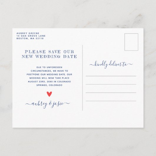 虹の花　延期になった結婚式 案内ポストカード (裏面)