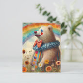 虹の草地のかわいいピエロクマ|過去記事 ポストカード (スタンド正面)