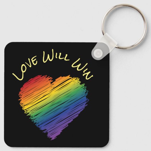 虹の落書きハートのキーチェーン キーホルダー (裏面)