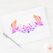 虹の蝶々 長方形シール (封筒)