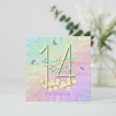 虹の蝶々，14歳の誕生日パーティーの招待 招待状 (スタンド正面)