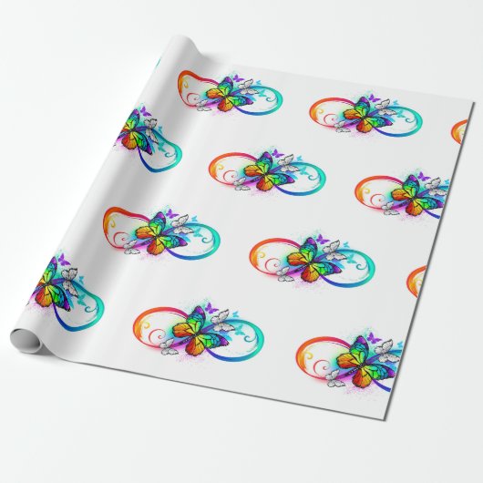 虹の蝶が舞う無限の輝き ラッピングペーパー (アンロールド)