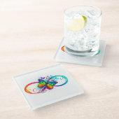 虹の蝶と明るい無限大 ガラスコースター (アングル)