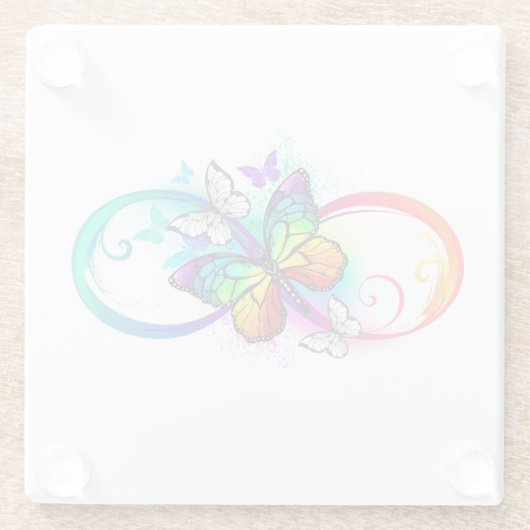 虹の蝶と明るい無限大 ガラスコースター (裏面)