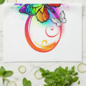 虹の蝶と明るい無限大 キッチンタオル (折り畳み)