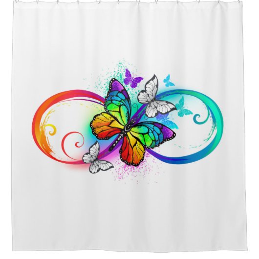 虹の蝶と明るい無限大 シャワーカーテン (正面)