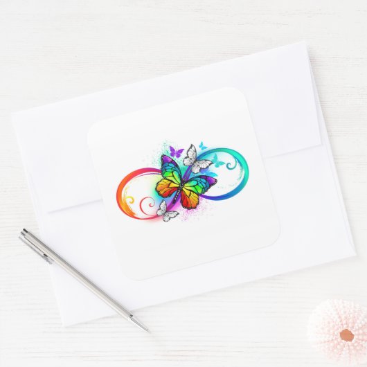虹の蝶と明るい無限大 スクエアシール (封筒)