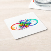 虹の蝶と明るい無限大 スクエアペーパーコースター (アングル)