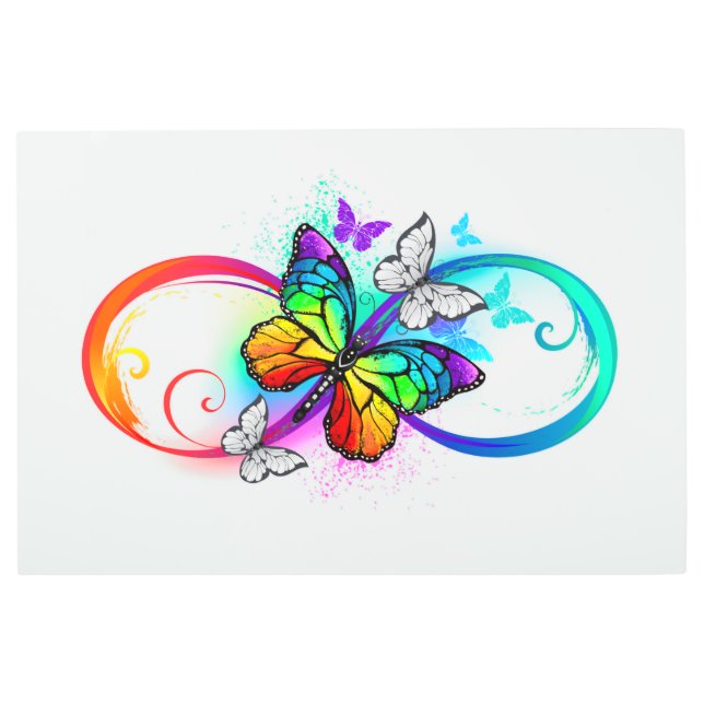 虹の蝶と明るい無限大 メタルプリント (正面)