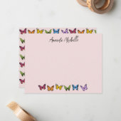 虹の蝶のパーソナライズされたメモカード ノートカード (正面/裏面インサイチュ)