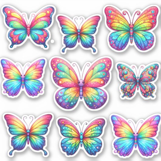 虹の蝶の群れ シール (正面)