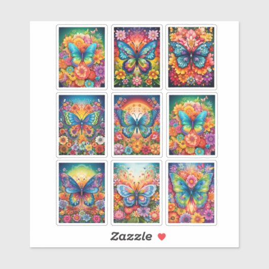 虹の蝶ビニールステッカー シール (シート)