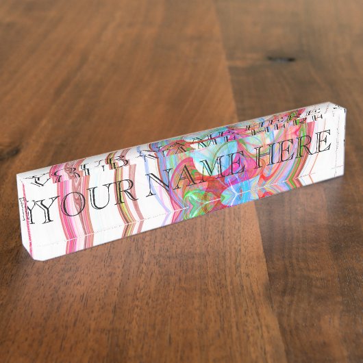 虹の螺線形のフラクタルの名札 デスクネームプレート (側面)