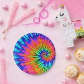 虹の螺線形の絞り染め ペーパープレート (パーティー)