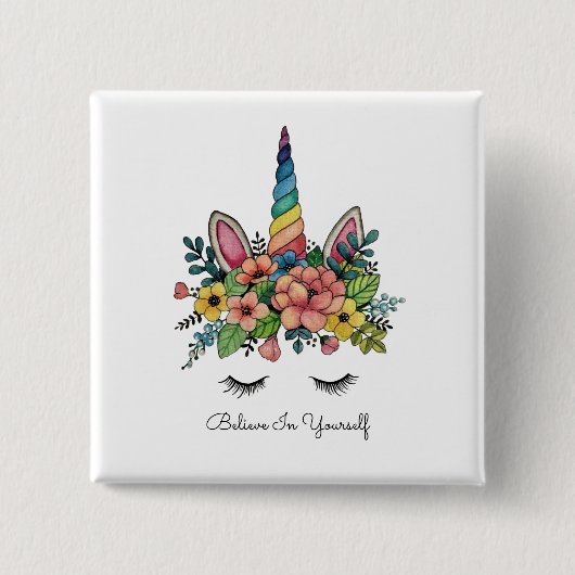 虹の角で一角閃光 缶バッジ (正面)