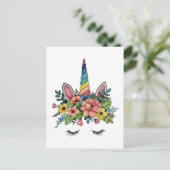 虹の角を持つ一角獣（ユニコーン）のまつげ ポストカード (スタンド正面)