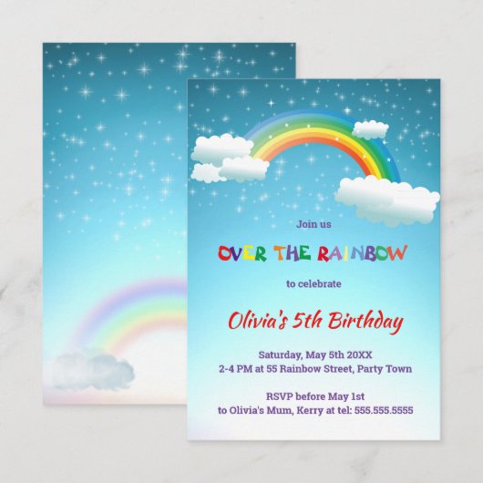 虹の誕生会に 招待状 (正面/裏面)