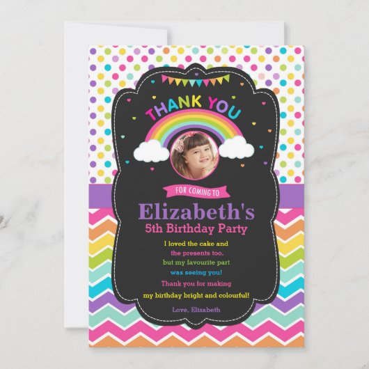 虹の誕生会のサンキューカードの写真 サンキューカード (正面)