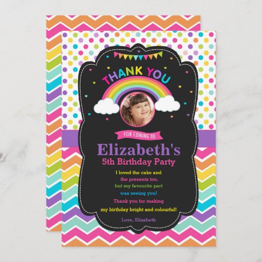 虹の誕生会のサンキューカードの写真 サンキューカード (正面/裏面)