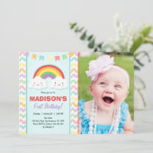 虹の誕生日のパーティの招待状の女の子の雲 招待状 (スタンド正面)