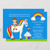 虹の誕生日のパーティの招待状 招待状 (正面/裏面)