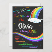 虹の誕生日の招待レインボーのおもしろいパーティー 招待状 (正面)
